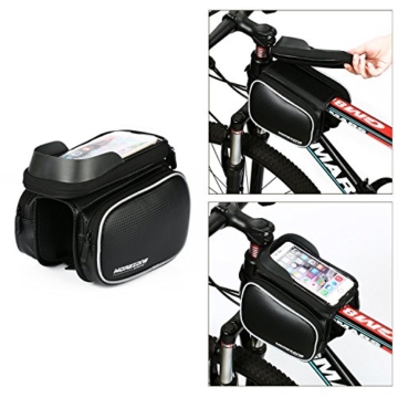 Fahrradtasche Rahmentaschen, MOREZONE Frarradschnalletasche mit zwei Fäche, geeignet für Handy mit Größe unten 6,0
