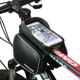 Fahrradtasche Rahmentaschen, MOREZONE Frarradschnalletasche mit zwei Fäche, geeignet für Handy mit Größe unten 6,0", Farhradlenkertasche (Black) -