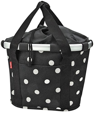 KLICKfix Damen Fahrradkorb, Black Dots, 35 x 28 x 26 cm -