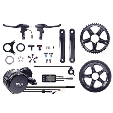 Bafang 8FUN,BBS-01 250 Watt Mittelmotor Umbausatz zum Elektrofahrrad,Pedelec,E-Bike mit 2 Bremshebel,C5 LED Display,Sensor,Zahnrad und Pedalarmen - 